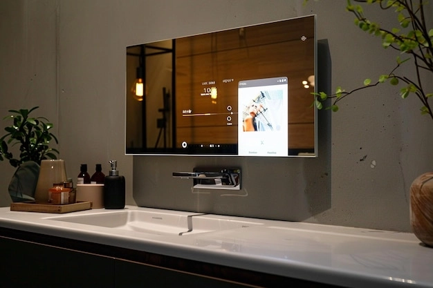 luxurious bathroom mirror with screen -bathroom mirror cabinet